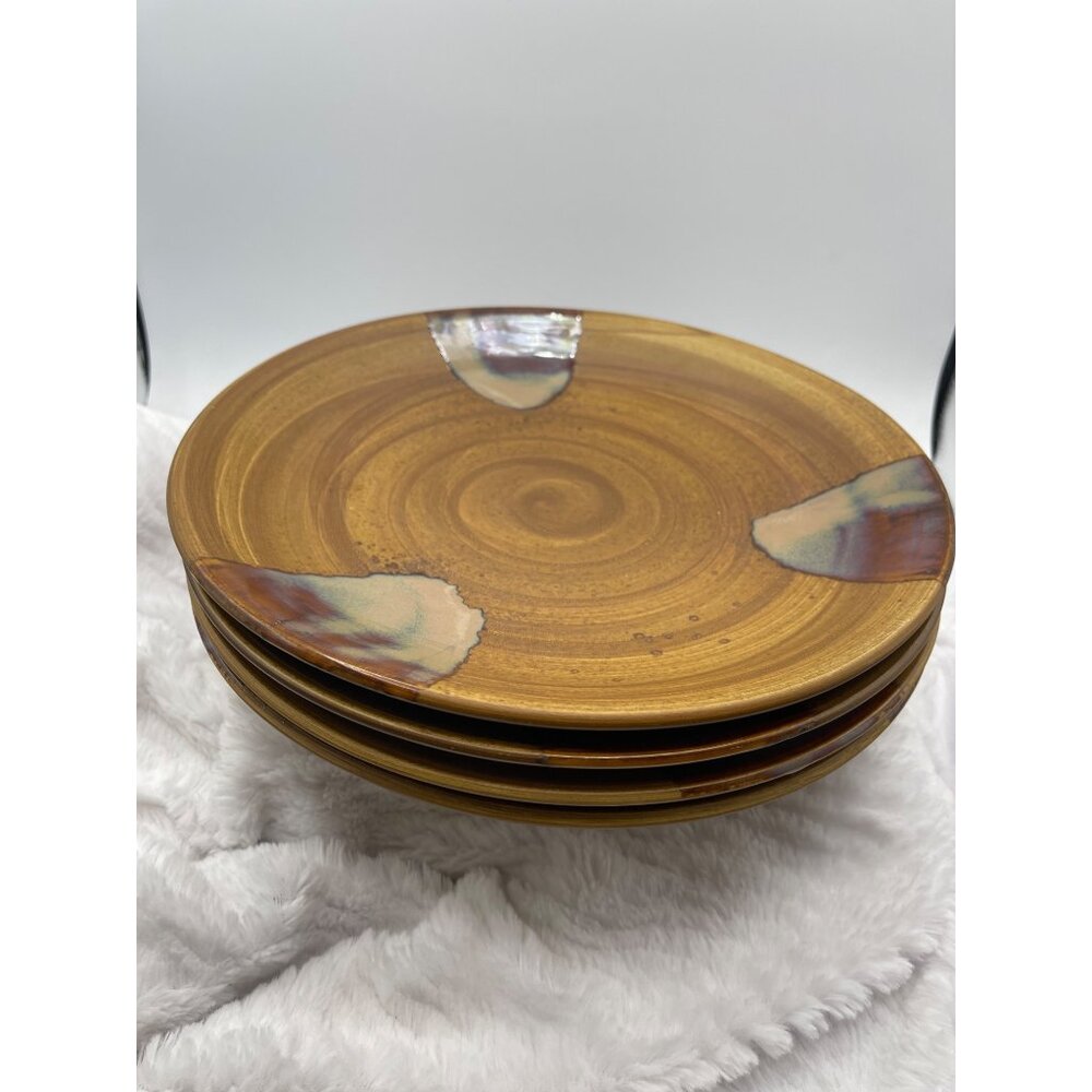 Vintage Sango Splash Brown Set of Four Dinner Plates 11"